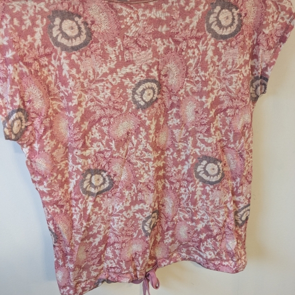 Sundance Women's Linen Pink White Sophia Short Sleeve Tie Waist Shirt XS - Picture 2 of 6